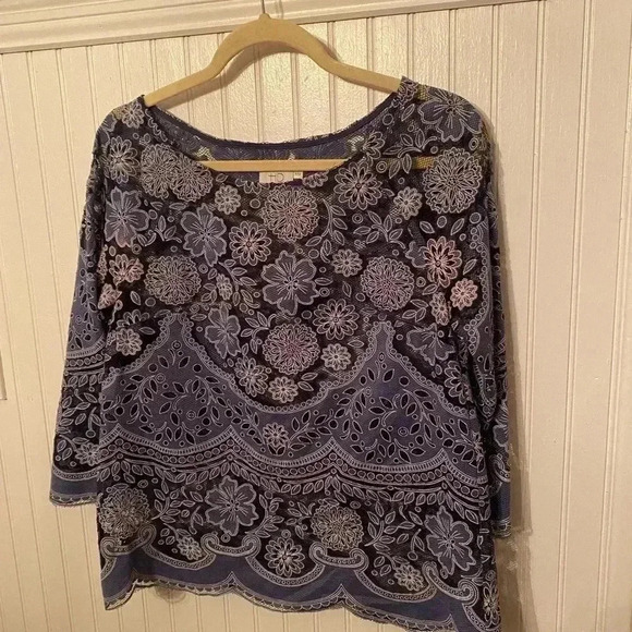Hd in Paris Anthropolgie lace scalloped hem blouse - Picture 1 of 6